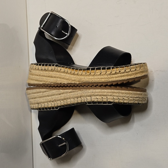 EUC, FRANCO SARTO Black Leather Platform Marona Sandals, Size 6 - Picture 5 of 8